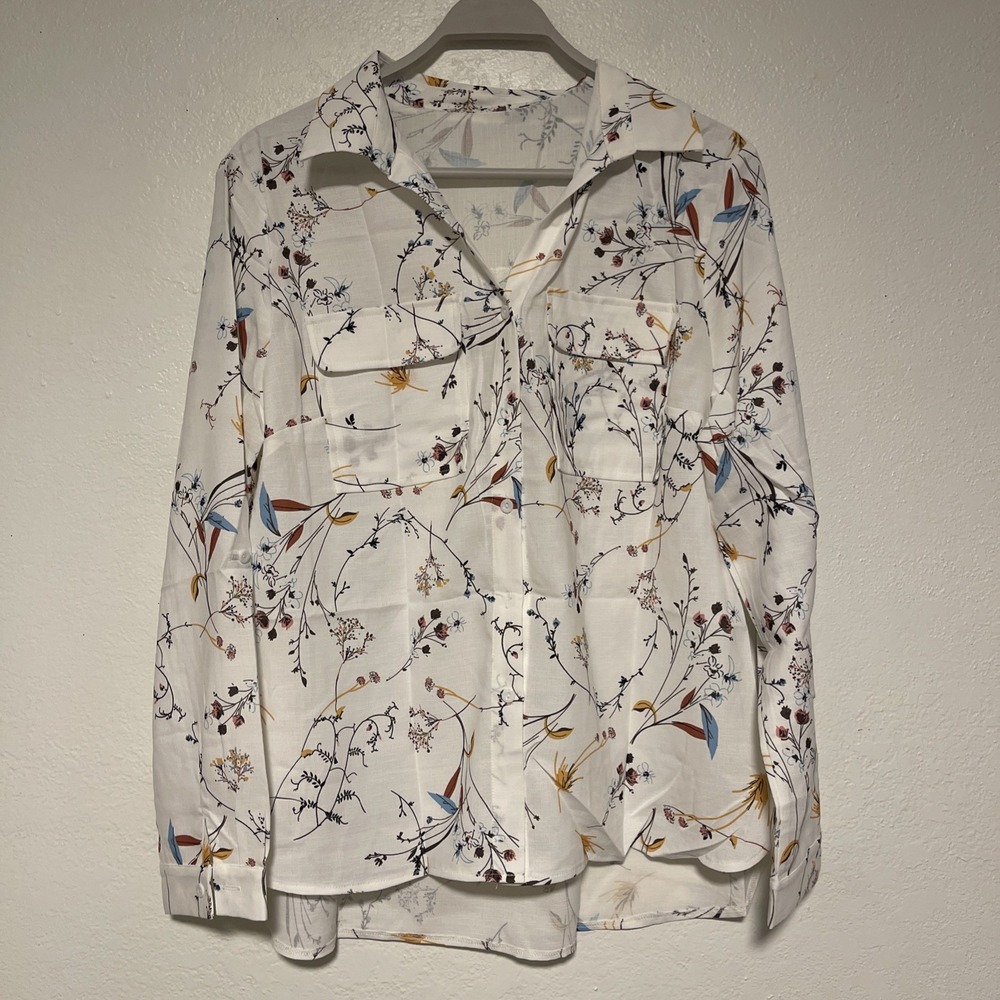 Runcati Woman's Button Down Blouse‎ Pockets Floral Size X-Large NEW
